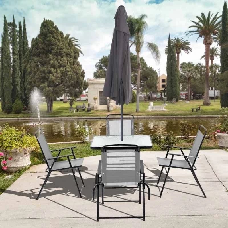 Outsunny 5 Piece Garden Furniture Dining Set - Black - 84B-697GY