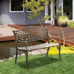 Outsunny 2-Seater Aluminium Garden Bench - Bronze - 84B-744