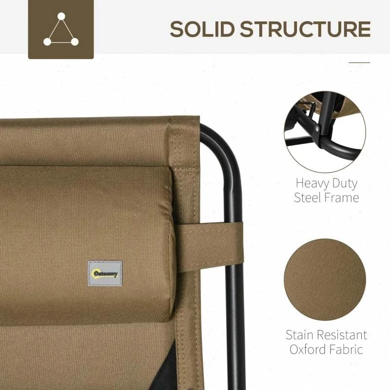 Outsunny Garden Sun Lounger Chair With Cup Holder - Brown - 84B-769V70CF - Image 6