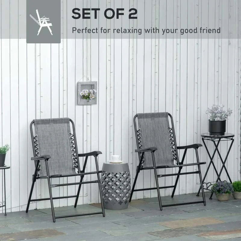 Outsunny 2 Piece Garden Chair Set - Grey - 84B-811GY - Image 4