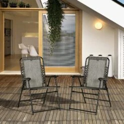 Outsunny 2 Piece Garden Chair Set - Grey - 84B-811GY