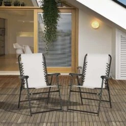 Outsunny 2 Piece Garden Chair Set - White - 84B-811WT