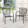 Outsunny Set Of 2 Metal Garden Chairs - Grey - 84B-827GY