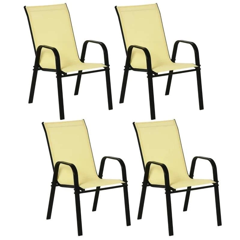 Outsunny Set Of 4 Stackable Garden Dining Chair Set - Beige - 84B-925BG - Image 2