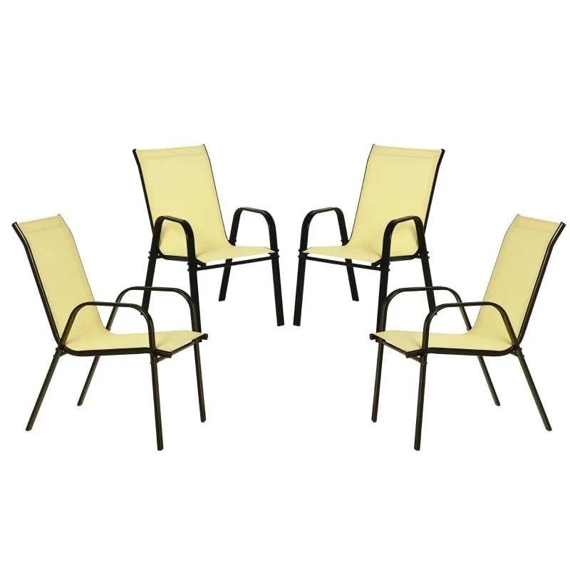 Outsunny Set Of 4 Stackable Garden Dining Chair Set - Beige - 84B-925BG - Image 3