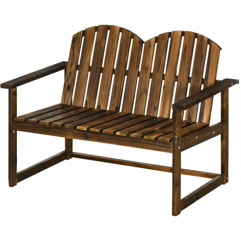 Outsunny 2-seater Wooden Garden Bench - Carbonised - 84G-106V00DW - Image 8