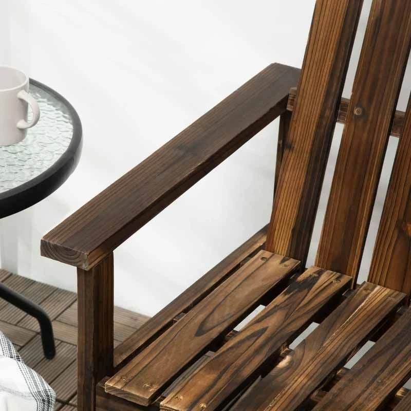 Outsunny 2-seater Wooden Garden Bench - Carbonised - 84G-106V00DW - Image 6