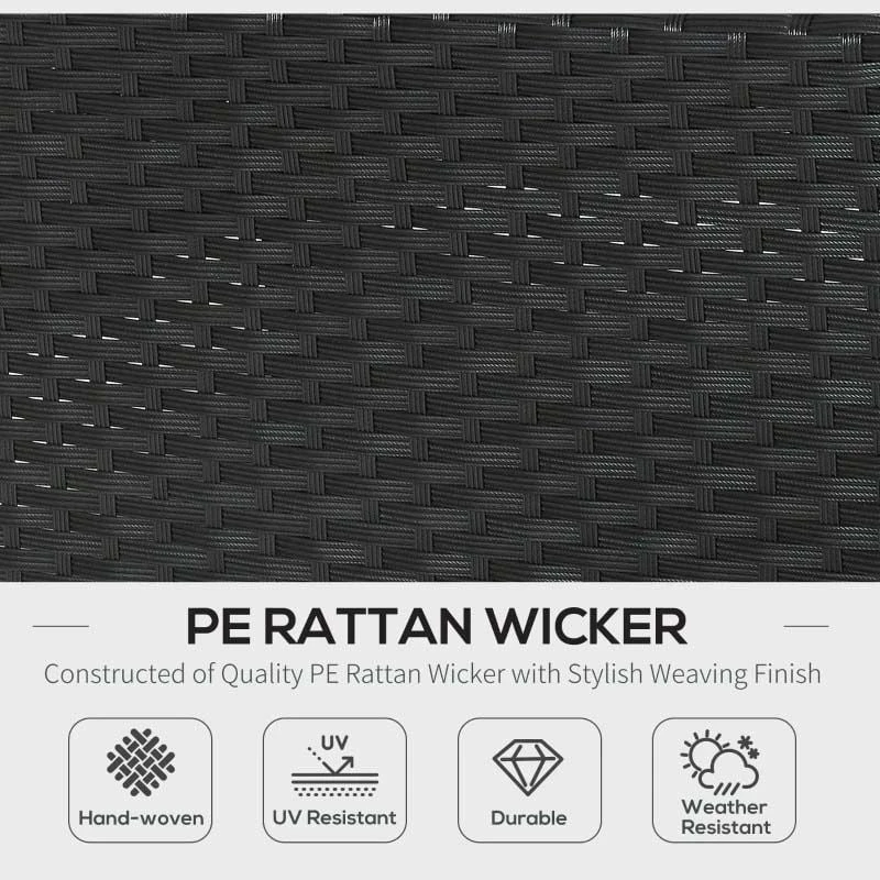 Outsunny 5 Piece Rattan Garden Furniture Set - Cream White/Black - 860-017BK - Image 4