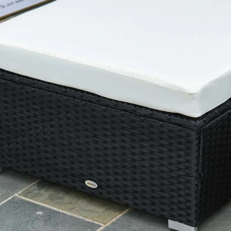 Outsunny 5 Piece Rattan Garden Furniture Set - Cream White/Black - 860-017BK - Image 10