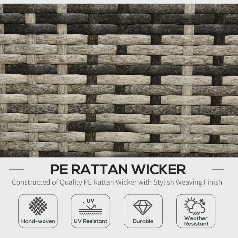 Outsunny 4-Seater Rattan Garden Furniture Set - Black/Grey - 860-017V70 - Image 4