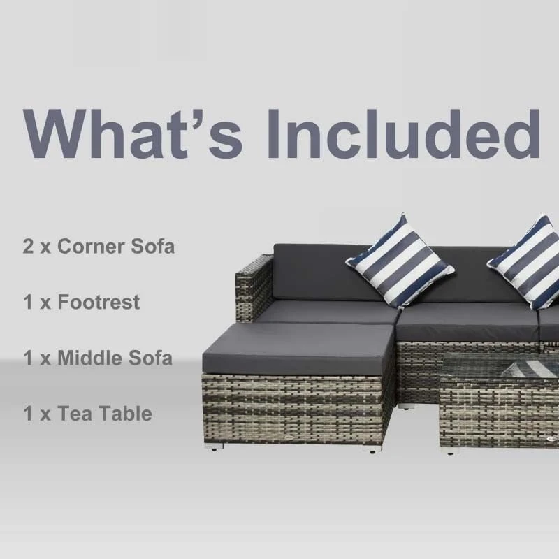 Outsunny 4-Seater Rattan Garden Furniture Set - Black/Grey - 860-017V70 - Image 7