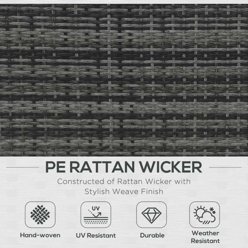 Outsunny 4-Seater Rattan Garden Furniture Set - Grey - 860-024GY - Image 4