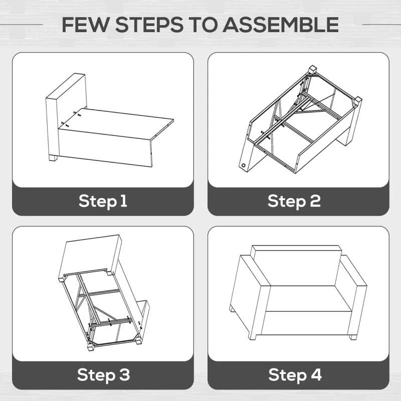 Outsunny Rattan 2 Seater Garden Sofa - Grey - 860-031GY - Image 7