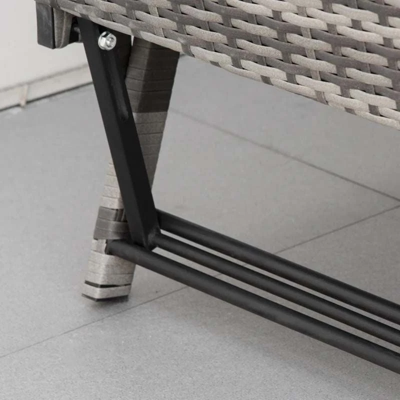 Outsunny Rattan 2 Seater Garden Sofa - Grey - 860-049V70GY - Image 8