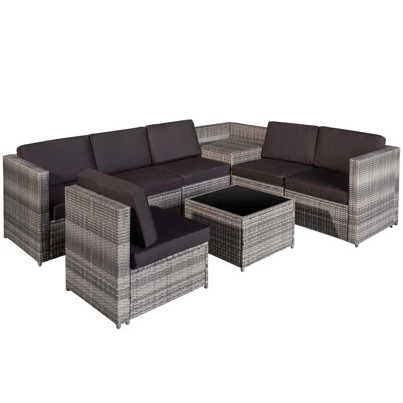 Outsunny 6-Seater Rattan Garden Furniture Set - Grey - 860-072V01GY - Image 2