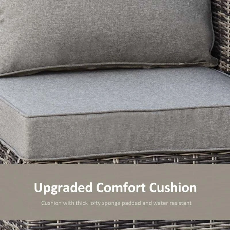 Outsunny 2-Seater Rattan Garden Furniture Set - Grey - 860-088GY - Image 6