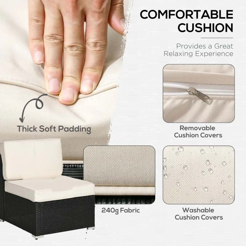 Outsunny 8 Piece Rattan Garden Furniture Set - Black - 860-096V00BK - Image 5