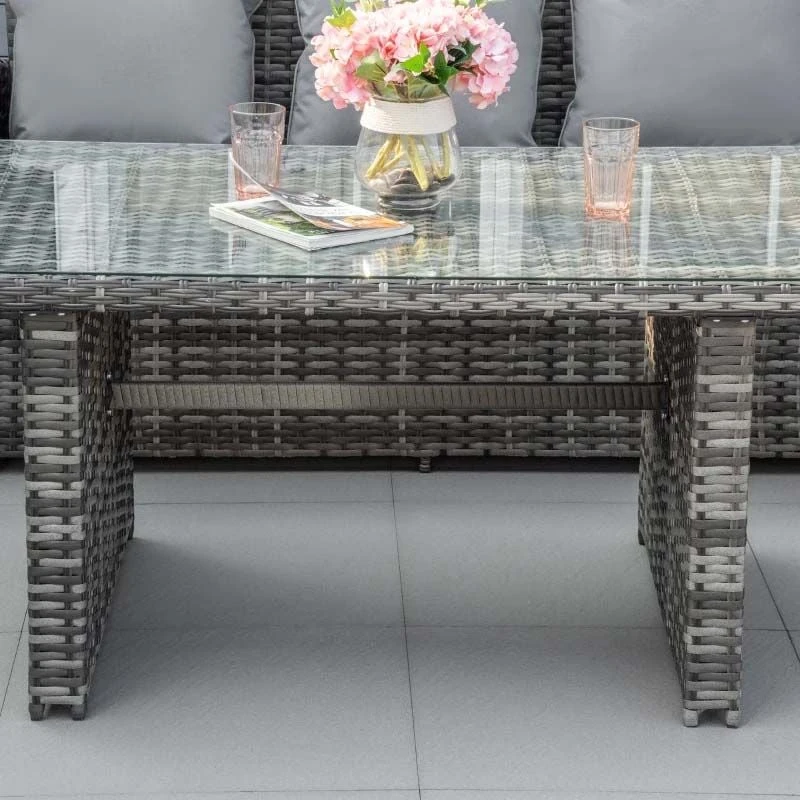 Outsunny 3 Piece Rattan Garden Furniture Set - Grey - 860-123V70 - Image 7