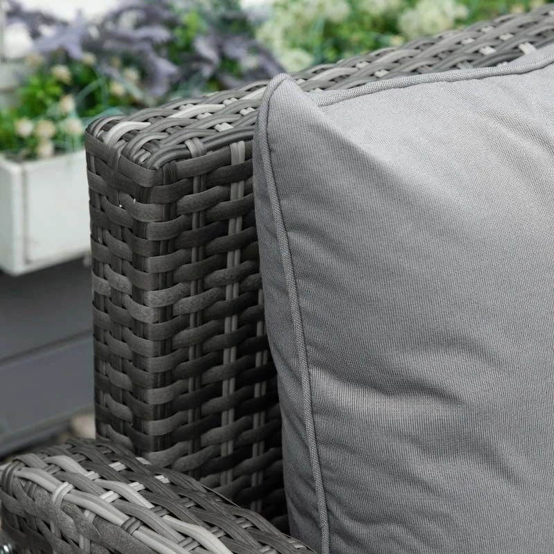 Outsunny 3 Piece Rattan Garden Furniture Set - Grey - 860-123V70 - Image 8