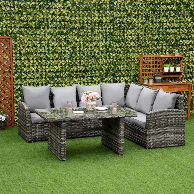 Outsunny 3 Piece Rattan Garden Furniture Set - Grey - 860-123V70 - Image 10