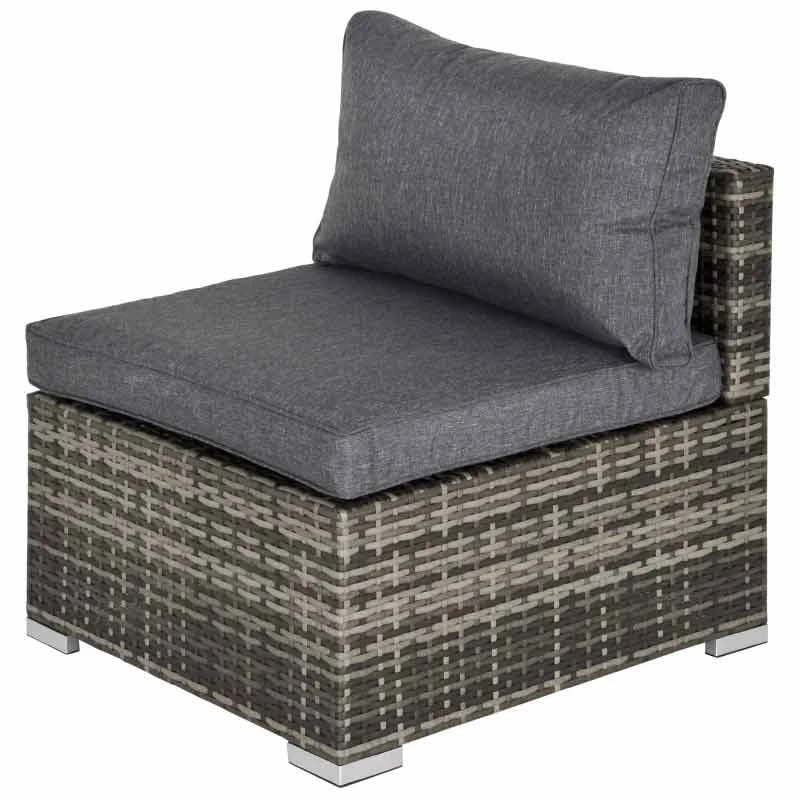 Outsunny Garden Furniture Single Rattan Middle Sofa - Deep Grey - 860-130CG - Image 2
