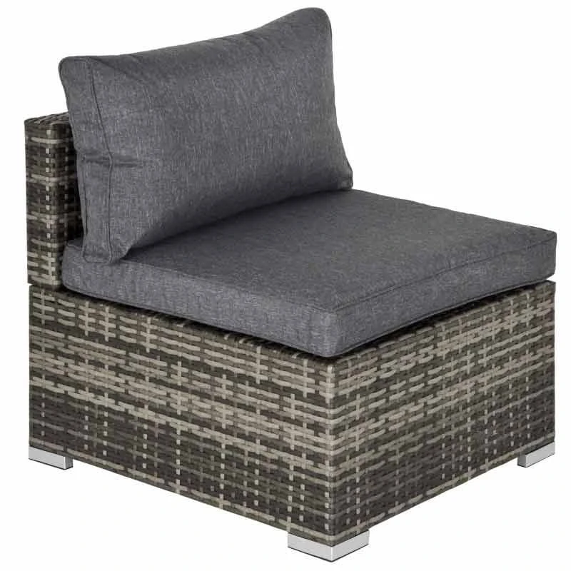 Outsunny Garden Furniture Single Rattan Middle Sofa - Deep Grey - 860-130CG - Image 7