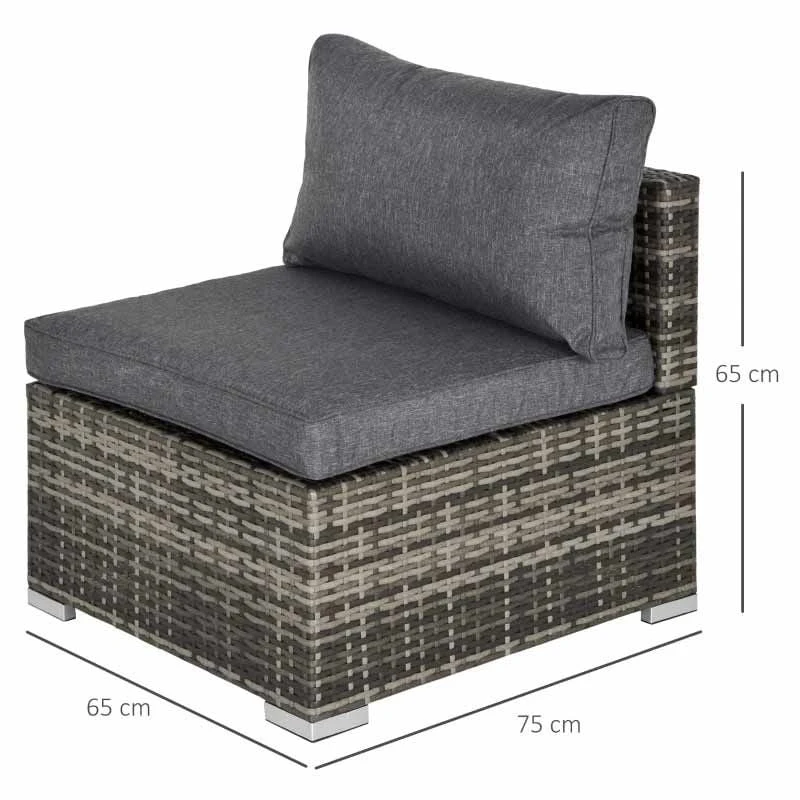 Outsunny Garden Furniture Single Rattan Middle Sofa - Deep Grey - 860-130CG - Image 9