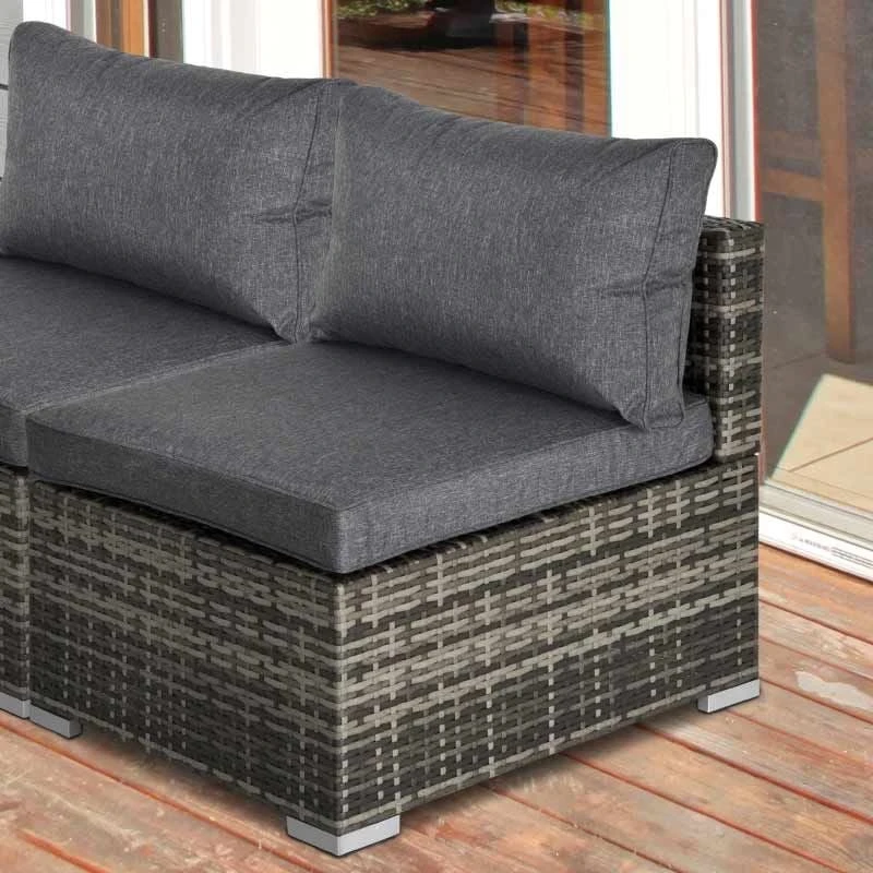 Outsunny Garden Furniture Single Rattan Middle Sofa - Deep Grey - 860-130CG
