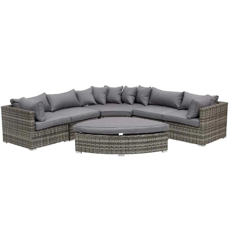 Outsunny 6 Piece Rattan Garden Furniture Set - Grey - 860-132 - Image 2