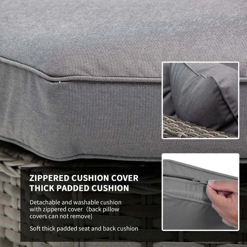 Outsunny 6 Piece Rattan Garden Furniture Set - Grey - 860-132 - Image 5