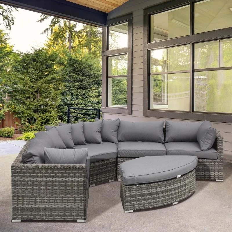 Outsunny 6 Piece Rattan Garden Furniture Set - Grey - 860-132 - Image 10