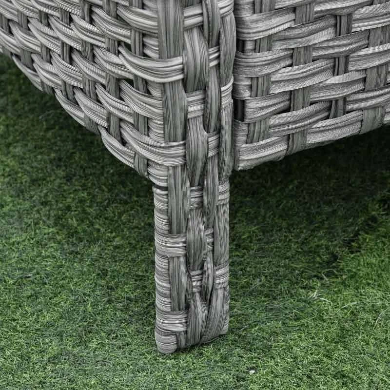 Outsunny 6-Seater Rattan Wicker Dining Table & Chairs Set With Cushions - Grey - 860-136V70 - Image 7