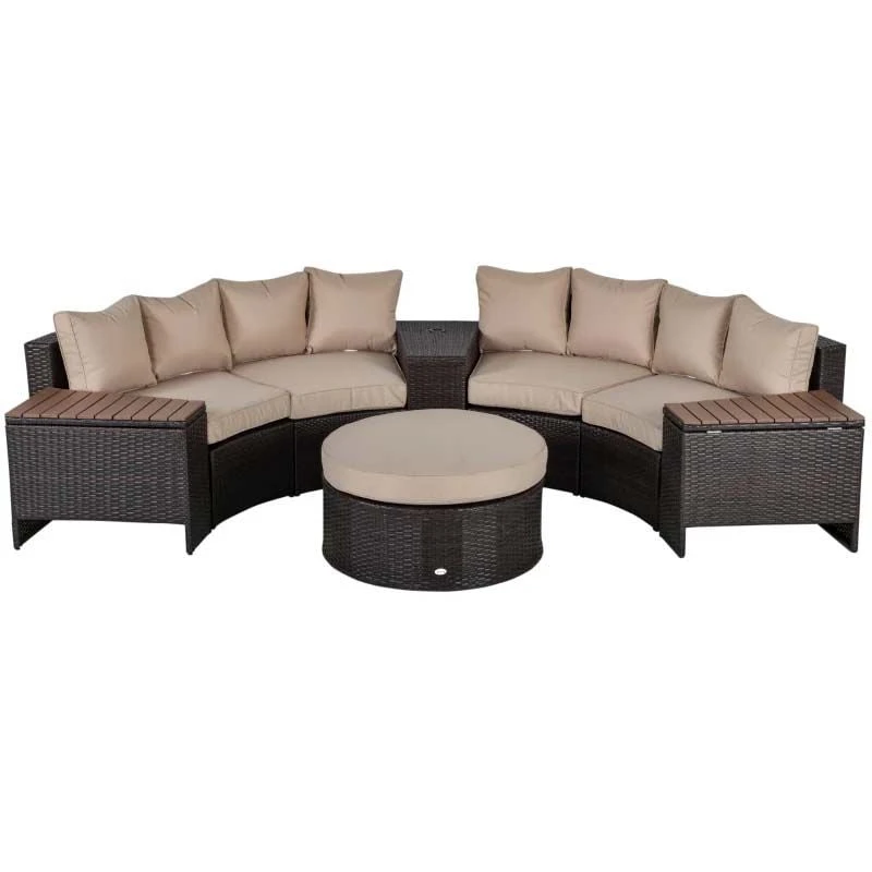 Outsunny 8-Seater Rattan Garden Furniture Set - Beige - 860-144V70 - Image 2