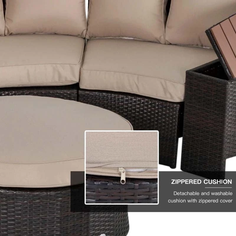 Outsunny 8-Seater Rattan Garden Furniture Set - Beige - 860-144V70 - Image 5