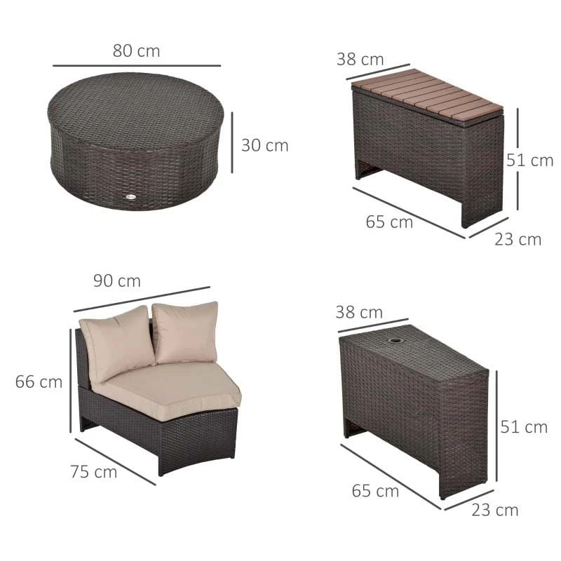 Outsunny 8-Seater Rattan Garden Furniture Set - Beige - 860-144V70 - Image 3