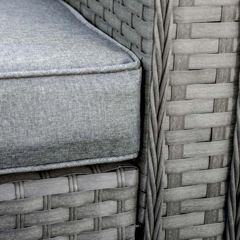 Outsunny 6-Seater Rattan L-Shaped Furniture Garden Set - Grey - 860-147 - Image 8