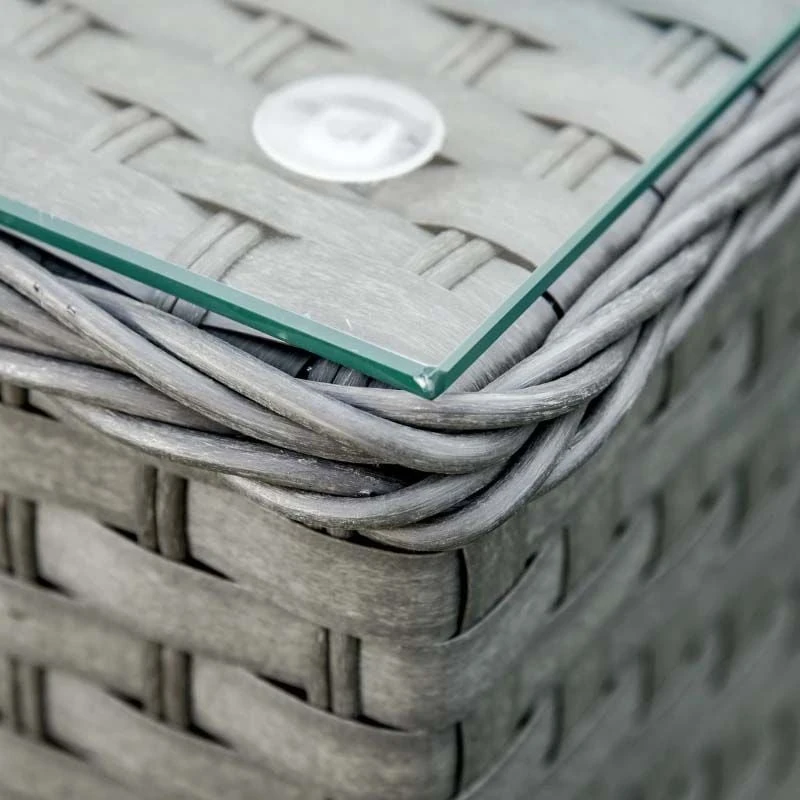 Outsunny 6-Seater Rattan L-Shaped Furniture Garden Set - Grey - 860-147 - Image 9