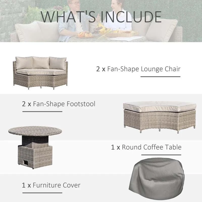 Outsunny 8-Seater Rattan Garden Furniture Set - Grey/Brown - 860-169 - Image 4