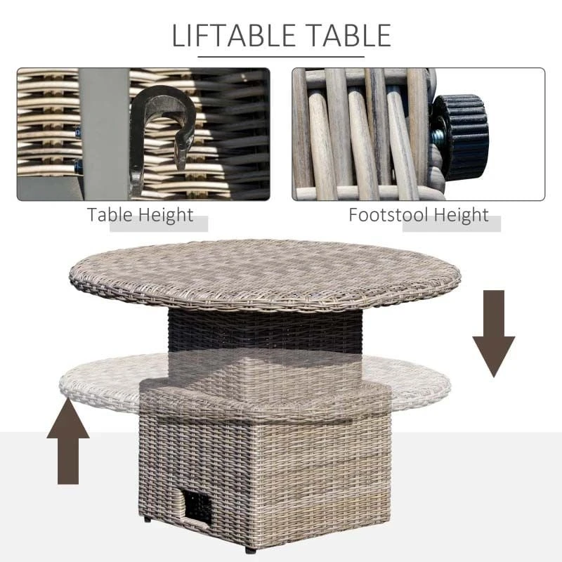 Outsunny 8-Seater Rattan Garden Furniture Set - Grey/Brown - 860-169 - Image 5