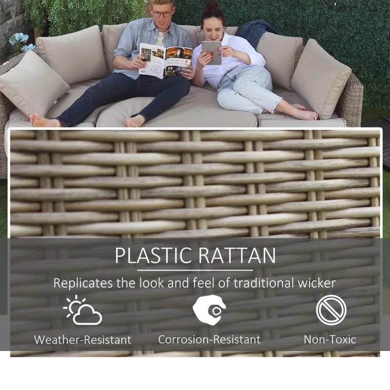 Outsunny 8-Seater Rattan Garden Furniture Set - Grey/Brown - 860-169 - Image 6