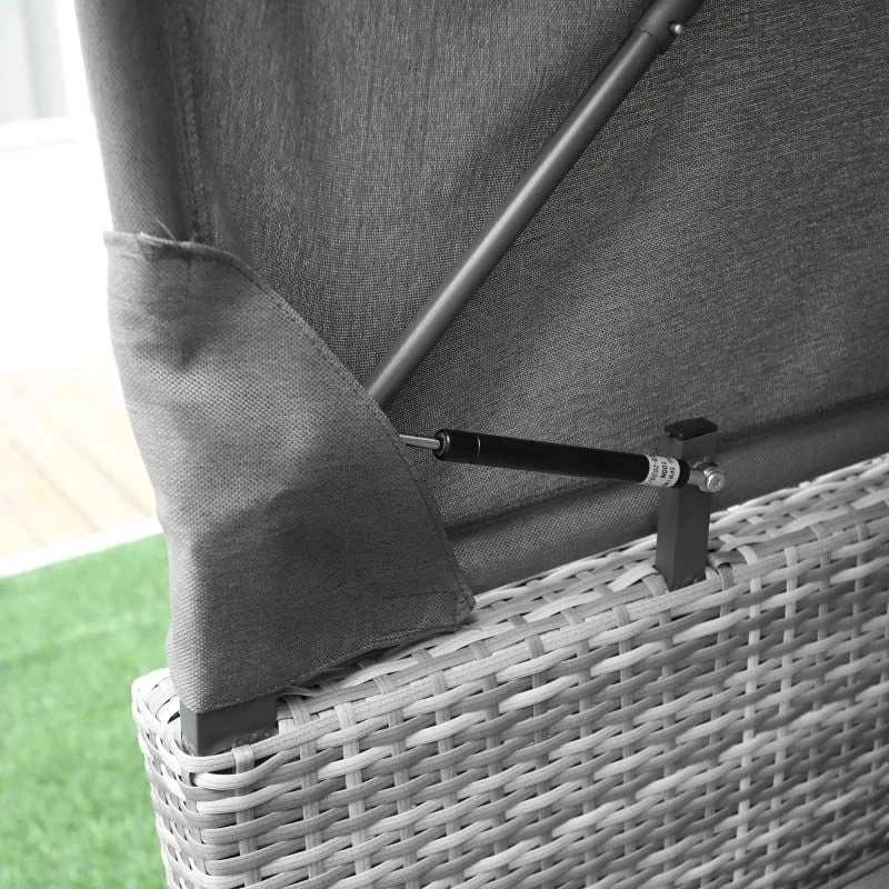 Outsunny 2-Seater Rattan Garden Furniture Set With Canopy - Grey - 860-171 - Image 9