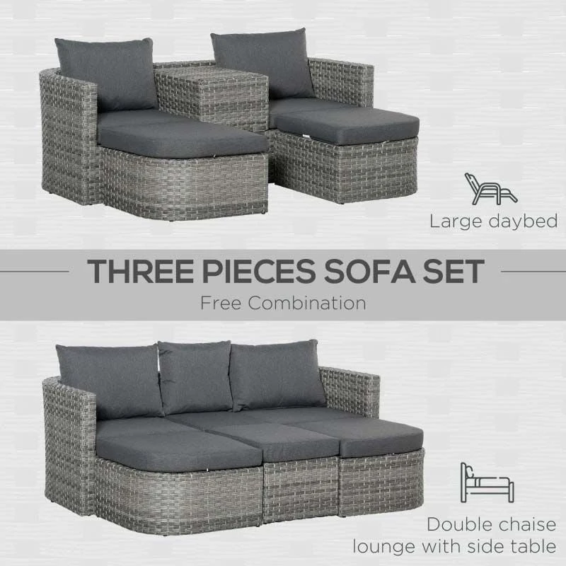 Outsunny 5-Seater Rattan Garden Furniture Set - Grey - 860-180 - Image 6