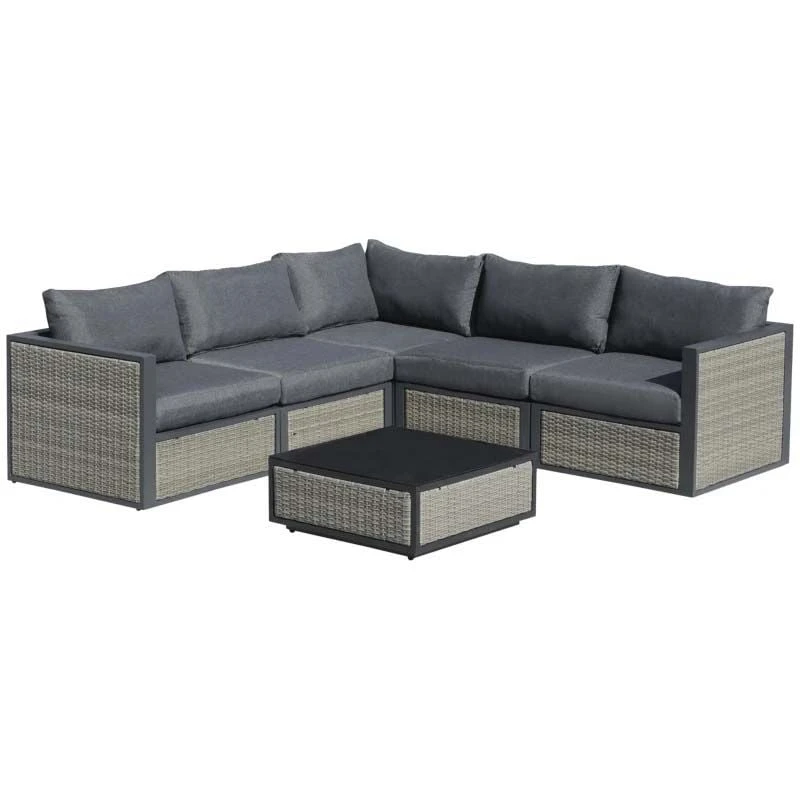 Outsunny 5-Seater Rattan Garden Furniture Set - Grey - 860-181 - Image 2