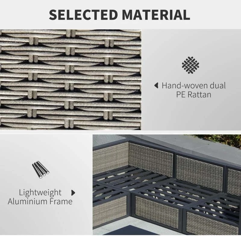 Outsunny 5-Seater Rattan Garden Furniture Set - Grey - 860-181 - Image 5