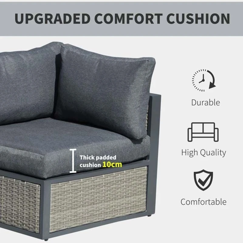 Outsunny 5-Seater Rattan Garden Furniture Set - Grey - 860-181 - Image 6