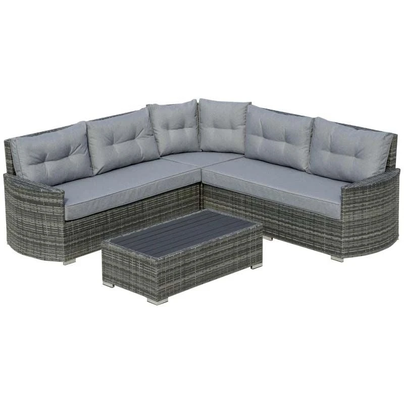 Outsunny 5-Seater Rattan Garden Furniture Set - Grey - 860-183 - Image 2