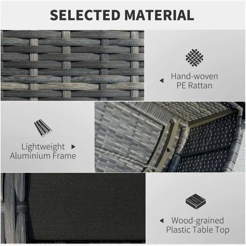 Outsunny 5-Seater Rattan Garden Furniture Set - Grey - 860-183 - Image 5