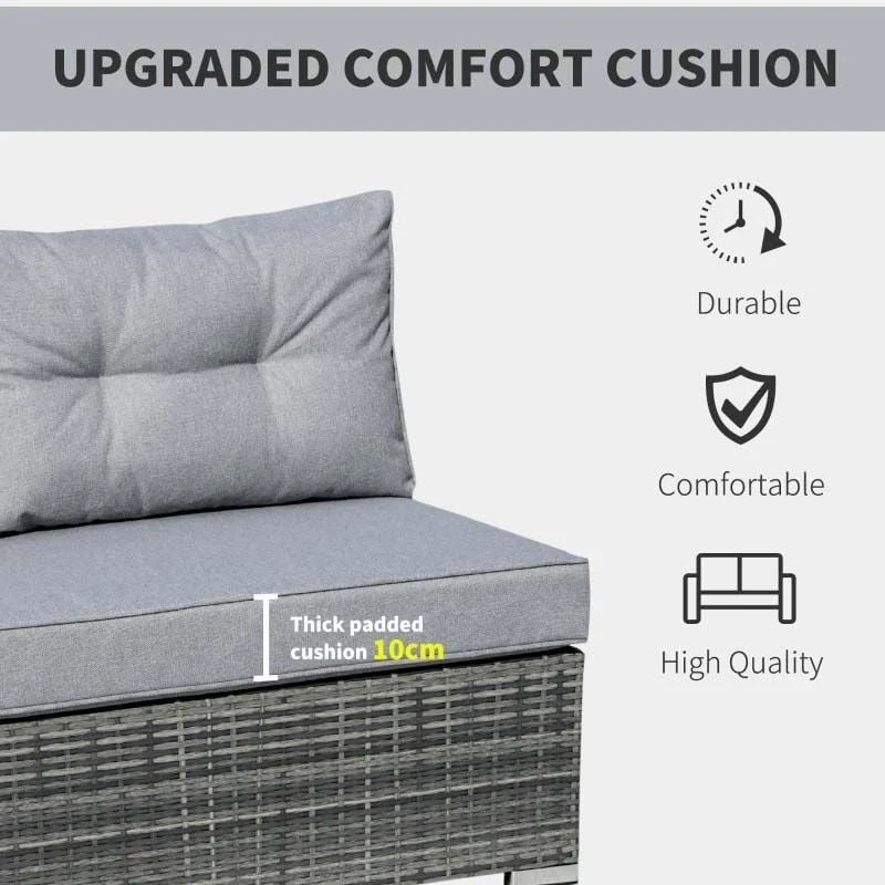 Outsunny 5-Seater Rattan Garden Furniture Set - Grey - 860-183 - Image 6