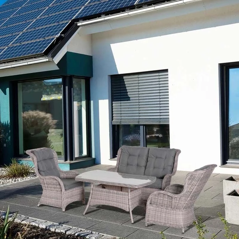 Outsunny 4-Seater Rattan Garden Furniture Set - Grey - 860-214V70 - Image 9