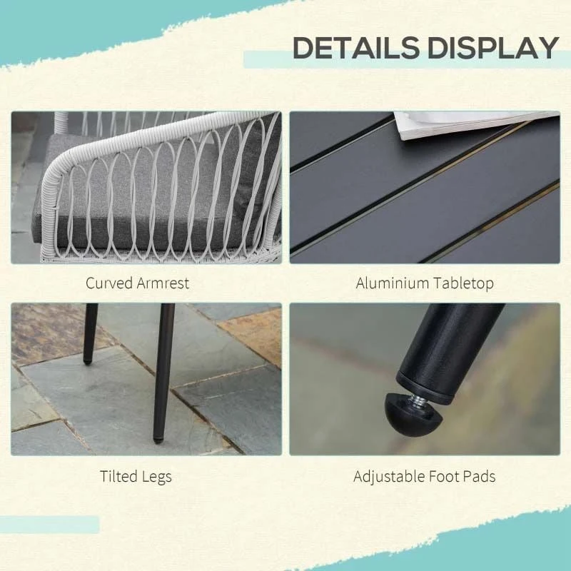 Outsunny 5-Seater Rattan Garden Furniture Set - Grey - 860-223V70 - Image 7